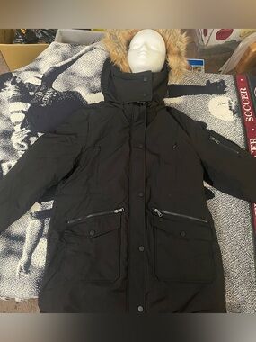 PurePear Women’s Puffer/Parka w/ Pockets Waterproof Size L NEW Black